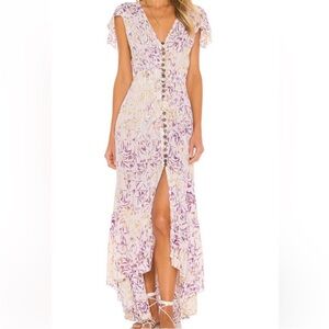 Tiare Hawaii Purple and Cream Floral Maxi Dress